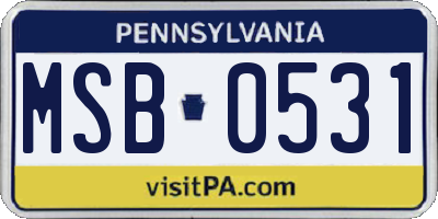 PA license plate MSB0531