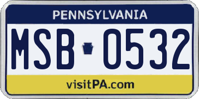 PA license plate MSB0532