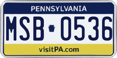 PA license plate MSB0536