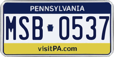 PA license plate MSB0537