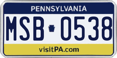 PA license plate MSB0538