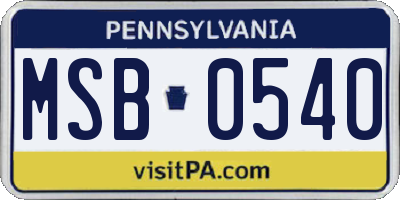 PA license plate MSB0540
