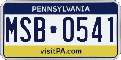 PA license plate MSB0541