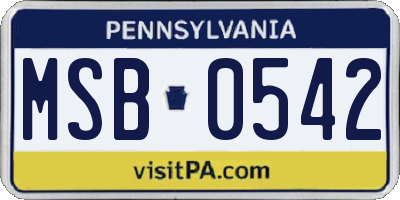 PA license plate MSB0542