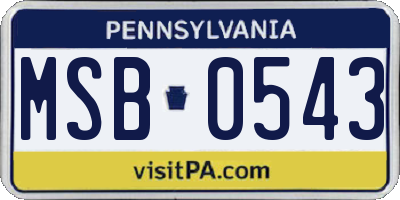 PA license plate MSB0543