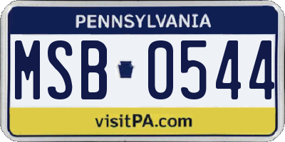 PA license plate MSB0544