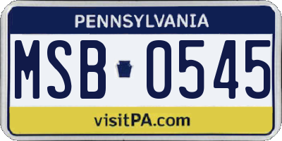 PA license plate MSB0545