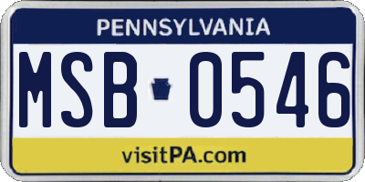 PA license plate MSB0546