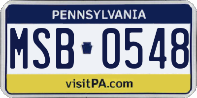 PA license plate MSB0548