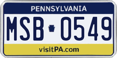 PA license plate MSB0549