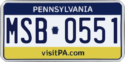 PA license plate MSB0551