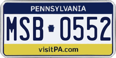 PA license plate MSB0552