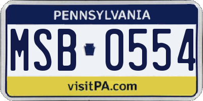PA license plate MSB0554