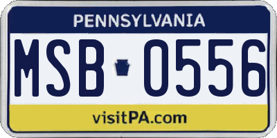 PA license plate MSB0556