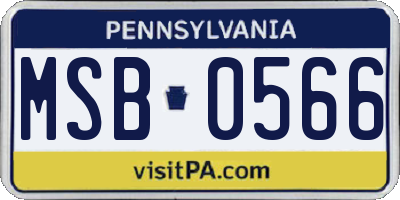PA license plate MSB0566