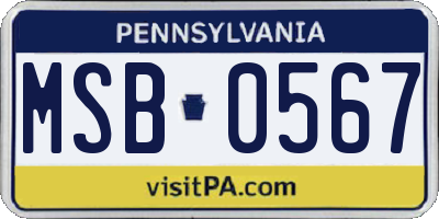 PA license plate MSB0567