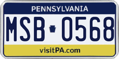 PA license plate MSB0568