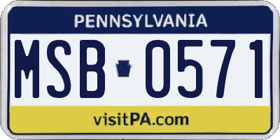 PA license plate MSB0571