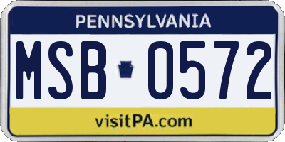 PA license plate MSB0572