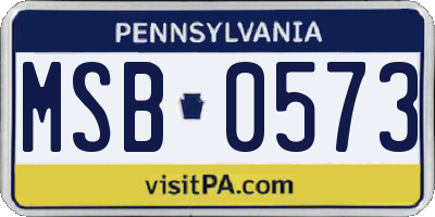 PA license plate MSB0573