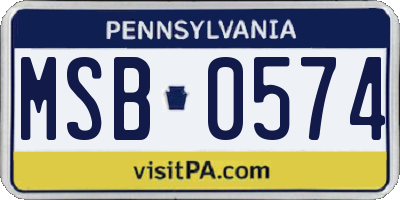 PA license plate MSB0574