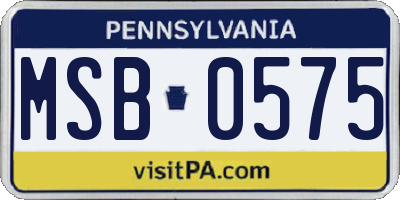 PA license plate MSB0575