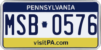 PA license plate MSB0576