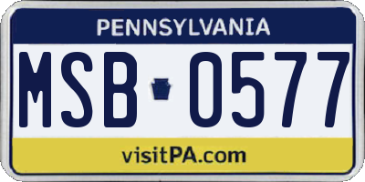 PA license plate MSB0577