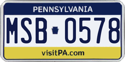 PA license plate MSB0578