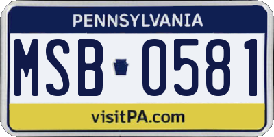 PA license plate MSB0581