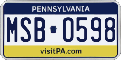 PA license plate MSB0598