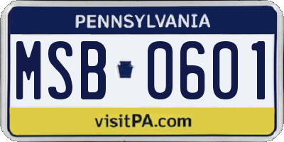 PA license plate MSB0601
