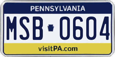 PA license plate MSB0604