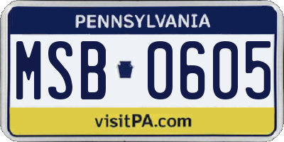 PA license plate MSB0605