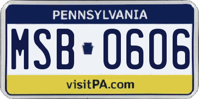PA license plate MSB0606