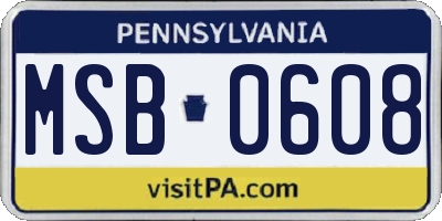 PA license plate MSB0608
