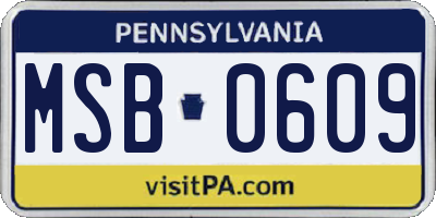 PA license plate MSB0609