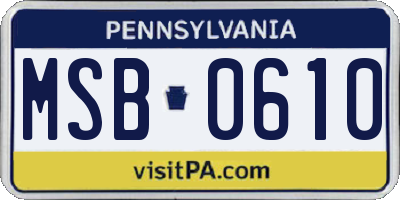 PA license plate MSB0610