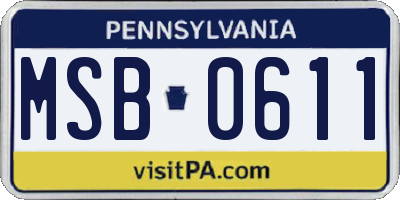 PA license plate MSB0611