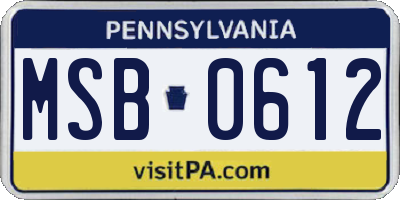 PA license plate MSB0612
