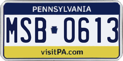 PA license plate MSB0613