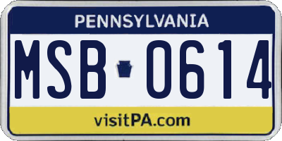 PA license plate MSB0614