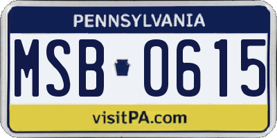 PA license plate MSB0615