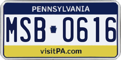 PA license plate MSB0616