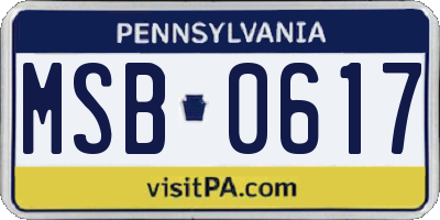 PA license plate MSB0617