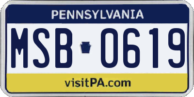 PA license plate MSB0619