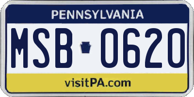 PA license plate MSB0620
