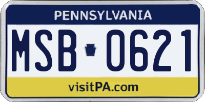 PA license plate MSB0621