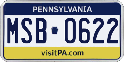 PA license plate MSB0622