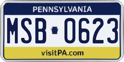 PA license plate MSB0623
